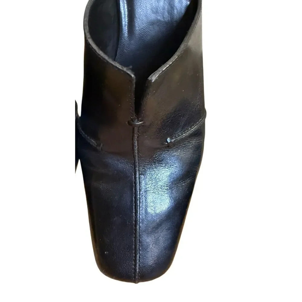 Nicole Brakes Black Leather Heeled Mules in Size 6.5